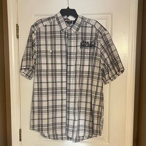 Harley-Davidson Plaid Short Sleeve Button-Up in Gray Checkered Pattern